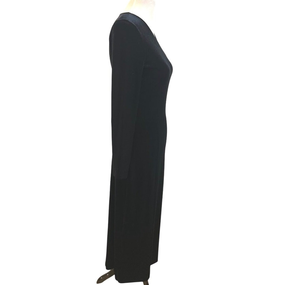 Giorgio Armani Collezioni Black Velvet Maxi Dress Long Sleeve V-Neck Vintage SZ6 - Picture 3 of 8
